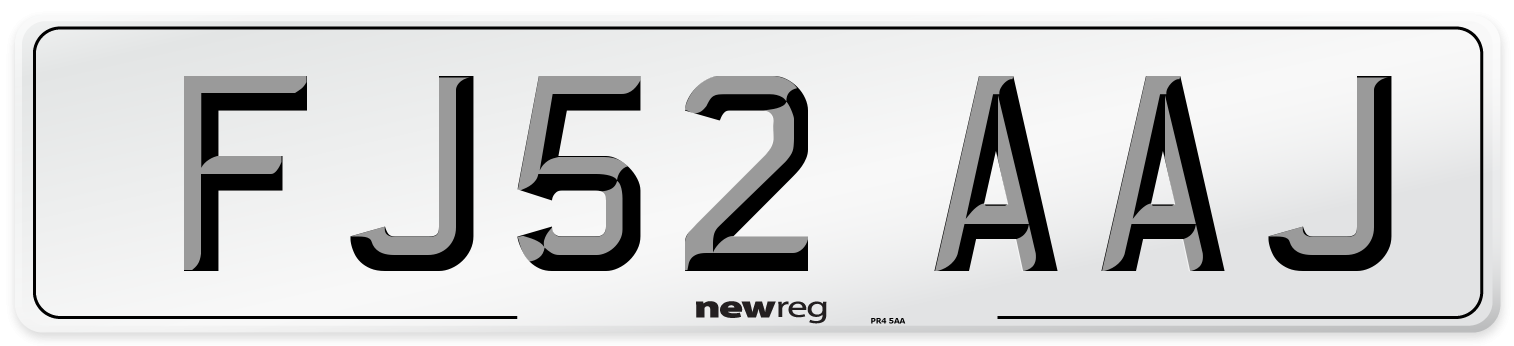 FJ52 AAJ Number Plate from New Reg